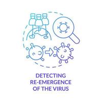 détection de la réémergence de l'icône de concept de gradient bleu de virus. coopération internationale contre l'illustration de la ligne mince de l'idée abstraite covid. dessin de contour isolé vecteur