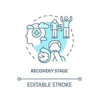 icône de concept turquoise de l'étape de récupération. expérience traumatisante. illustration de ligne mince d'idée abstraite de traitement de ptsd. dessin de contour isolé. trait modifiable. vecteur