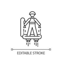 icône linéaire de flyboard. illustration de la ligne mince. sports nautiques, loisirs modernes extrêmes. activité récréative de plein air. symbole hydroflight sport.contour. dessin de contour isolé de vecteur. trait modifiable vecteur