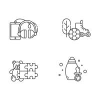 ensemble d'icônes linéaires de départements de commerce électronique. catégories d'achats en ligne. Produits pour bébés. dispositifs. sports et activités de plein air. symboles de contour de ligne mince. illustrations vectorielles isolées. trait modifiable vecteur