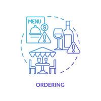 icône de concept de dégradé bleu de commande. manières de table. règles et normes de restauration. illustration de ligne mince d'idée abstraite d'étiquette de restaurant. dessin de contour isolé. vecteur