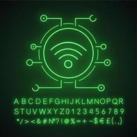 icône de néon spot wifi. connexions réseau wi-fi. signe lumineux avec alphabet, chiffres et symboles. illustration vectorielle isolée vecteur