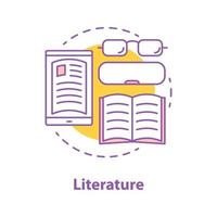 icône de concept de littérature. illustration de la ligne mince de l'idée de la bibliothèque. lecture de livres. dessin de contour isolé de vecteur