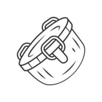 icône linéaire de conteneur en acier inoxydable. bol en métal réutilisable pour le stockage des aliments. boîte à lunch, boîte de produits métalliques. illustration de la ligne mince. symbole de contour. dessin de contour isolé de vecteur. trait modifiable vecteur