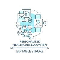 icône de concept turquoise d'écosystème de soins de santé personnalisé. tendance de la santé mentale idée abstraite illustration de la ligne mince. dessin de contour isolé. trait modifiable. vecteur