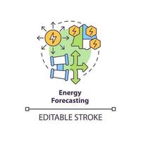 icône de concept de prévision énergétique. illustration de la ligne mince de l'idée abstraite de la planification énergétique stratégique. prévoir l'offre et la demande. dessin de contour isolé. trait modifiable. vecteur