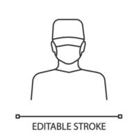 icône linéaire de chirurgien plasticien. médecin, thérapeute, médecin généraliste. illustration de la ligne mince. travailleur médical. dentiste. symbole de contour. dessin de contour isolé de vecteur. trait modifiable vecteur