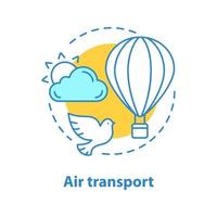 icône de concept de transport aérien. illustration de la ligne mince de l'idée du jour de la paix. montgolfière et colombe. en volant. dessin de contour isolé de vecteur