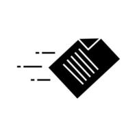 icône de glyphe de transfert de données rapide. envoi de fichier. document volant. symbole de la silhouette. espace négatif. illustration vectorielle isolée vecteur