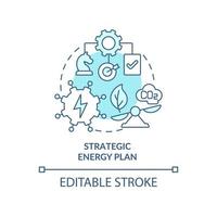 icône de concept turquoise de plan énergétique stratégique. bâtiment stratégie énergétique idée abstraite illustration de la ligne mince. dessin de contour isolé. trait modifiable. vecteur