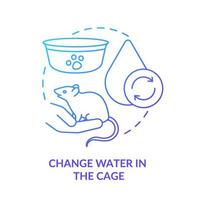 changer l'eau dans l'icône de concept de gradient bleu cage. prendre soin des rongeurs idée abstraite illustration fine ligne. prévenir les contaminants. dessin de contour isolé. vecteur