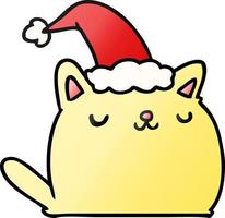 dessin animé dégradé de noël de chat kawaii vecteur