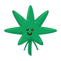 feuille de cannabis kawaii vecteur