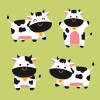 personnage de dessin animé de vache mignon pour ferme laitière de mascotte pour enfants. vecteur