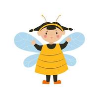 une fille en costume d'abeille pour halloween. un enfant en costume de carnaval. illustration vectorielle dans un style plat vecteur