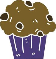 gâteau muffin au chocolat dessin animé dessiné à la main excentrique vecteur