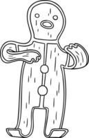 dessin au trait doodle d'un bonhomme en pain d'épice vecteur