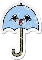 autocollant en détresse d'un joli parapluie de dessin animé vecteur