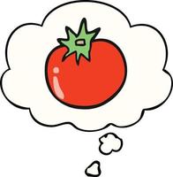 tomate de dessin animé et bulle de pensée vecteur