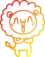 ligne de gradient chaud dessinant un lion de dessin animé heureux vecteur