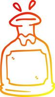 ligne de gradient chaud dessinant une carafe de whisky de dessin animé vecteur