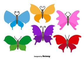 Vecteurs colorés de papillons plats vecteur