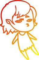 ligne de gradient chaud dessinant une fille de vampire de dessin animé vecteur