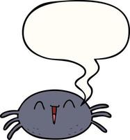 dessin animé halloween araignée et bulle de dialogue vecteur