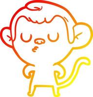 ligne de gradient chaud dessinant un singe de dessin animé vecteur