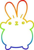 ligne de gradient arc-en-ciel dessinant un lapin de dessin animé mignon vecteur