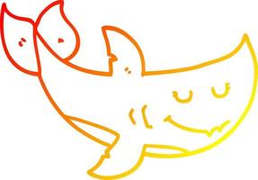 ligne de gradient chaud dessinant un requin de dessin animé vecteur