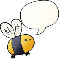 abeille de dessin animé et bulle de dialogue dans un style de dégradé lisse vecteur