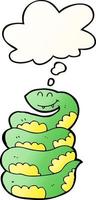 serpent de dessin animé et bulle de pensée dans un style de dégradé lisse vecteur