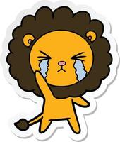 autocollant d'un lion qui pleure de dessin animé vecteur