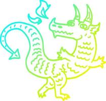 ligne de gradient froid dessinant un dragon magique de dessin animé vecteur