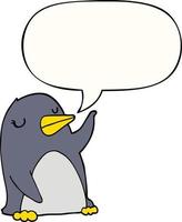 pingouin de dessin animé et bulle de dialogue vecteur