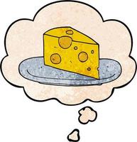 fromage de dessin animé et bulle de pensée dans le style de motif de texture grunge vecteur