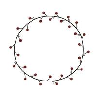 doodle cadre rond isolé. branche de cadre dessiné à la main avec des baies rouges d'automne et d'hiver. illustration vectorielle vecteur