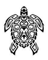tortue de mer dans le style tribal de tatouage maori. croquis ou logo noir et blanc. vecteur