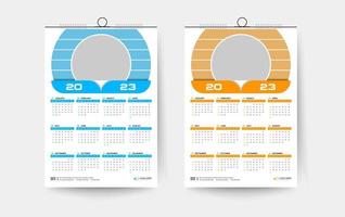 Modèle de conception de calendrier mural d'une page 2023 vecteur