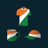 t-shirt, casquette et mug tricolore vecteur