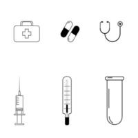 ensemble d'icônes médicales pour la conception de concept. collection plate sur fond blanc. notion de soins de santé. illustration vectorielle plane. illustration de ligne vectorielle. jeu d'icônes de médecine vecteur