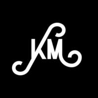 création de logo de lettre km sur fond noir. concept de logo de lettre initiales créatives km. conception de lettre km. km conception de lettre blanche sur fond noir. km, km logo vecteur