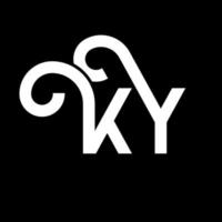 création de logo de lettre ky sur fond noir. concept de logo de lettre initiales créatives ky. conception de lettre ky. conception de lettre blanche ky sur fond noir. ky, ky logo vecteur