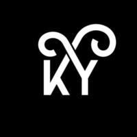 création de logo de lettre ky sur fond noir. concept de logo de lettre initiales créatives ky. conception de lettre ky. conception de lettre blanche ky sur fond noir. ky, ky logo vecteur