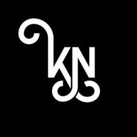 création de logo de lettre kn sur fond noir. concept de logo de lettre initiales créatives kn. conception de lettre kn. conception de lettre blanche kn sur fond noir. kn, kn logo vecteur