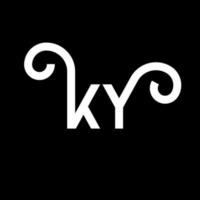 création de logo de lettre ky sur fond noir. concept de logo de lettre initiales créatives ky. conception de lettre ky. conception de lettre blanche ky sur fond noir. ky, ky logo vecteur