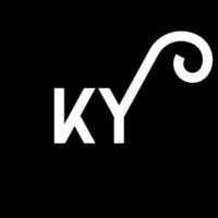 création de logo de lettre ky sur fond noir. concept de logo de lettre initiales créatives ky. conception de lettre ky. conception de lettre blanche ky sur fond noir. ky, ky logo vecteur