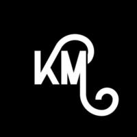 création de logo de lettre km sur fond noir. concept de logo de lettre initiales créatives km. conception de lettre km. km conception de lettre blanche sur fond noir. km, km logo vecteur