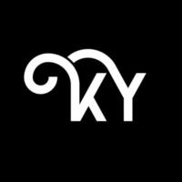 création de logo de lettre ky sur fond noir. concept de logo de lettre initiales créatives ky. conception de lettre ky. conception de lettre blanche ky sur fond noir. ky, ky logo vecteur